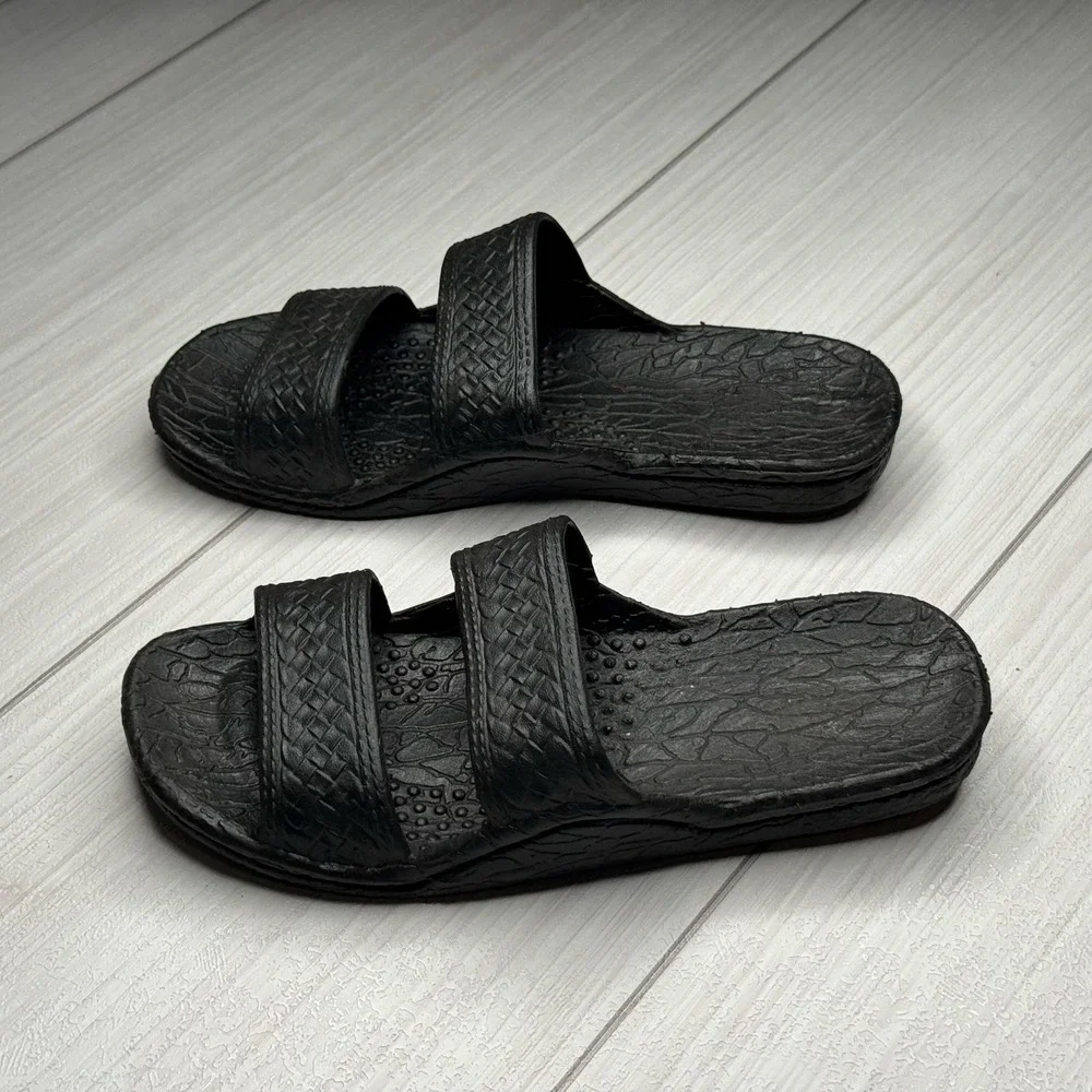 Mens Slides Sandals Double Strap Slip On Black Comfort Casual Summer Pool Shoe 6